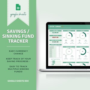 Sinking Funds Tracker | Saving Tracker | Google Sheets Savings Tracker | Cash Savings Spreadsheet | Sinking Funds Worksheet | Budget Savings
