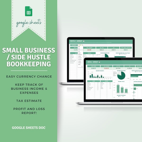 Small Business Tracker | Side Hustle Income & Expenses Bookkeeping Tracker | Google Sheets | Side Hustle Tracker | Etsy Sellers Spreadsheet