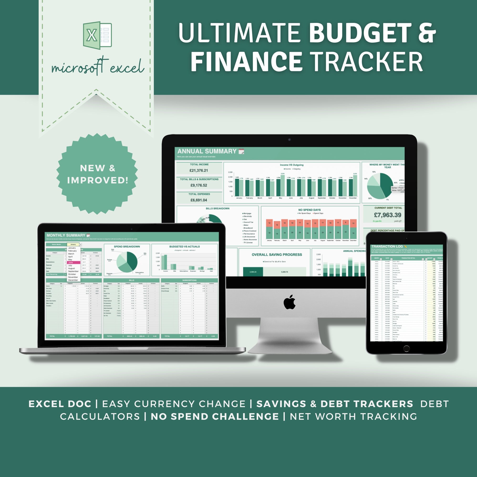 Excel MONTHLY BUDGET & FINANCE Tracker Budget Spreadsheet Etsy UK