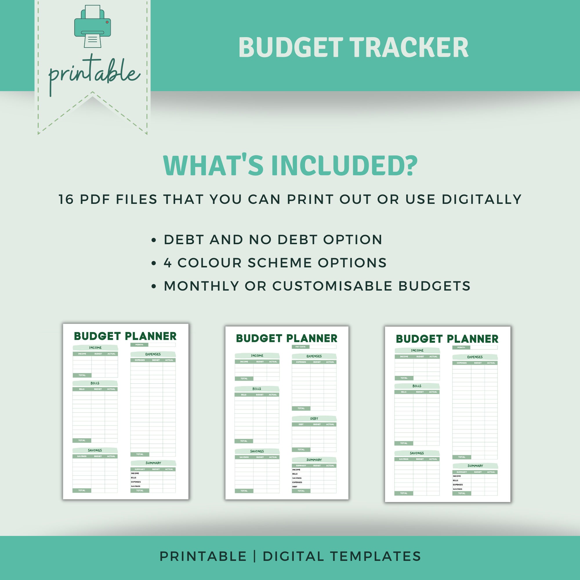 BUDGET PLANNER Printable Budget Tracker Budget Planner Printable ...