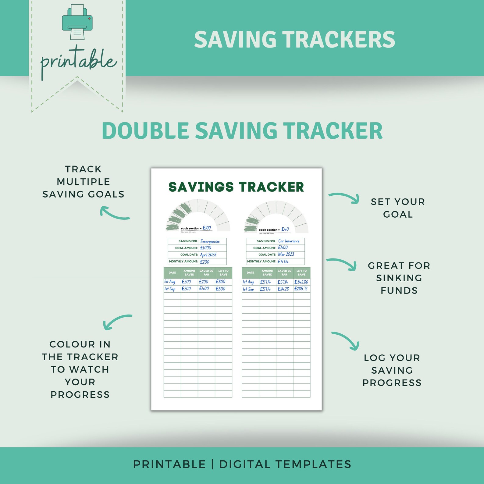 SAVINGS TRACKER Printable Saving Tracker Saving Challenge Digital