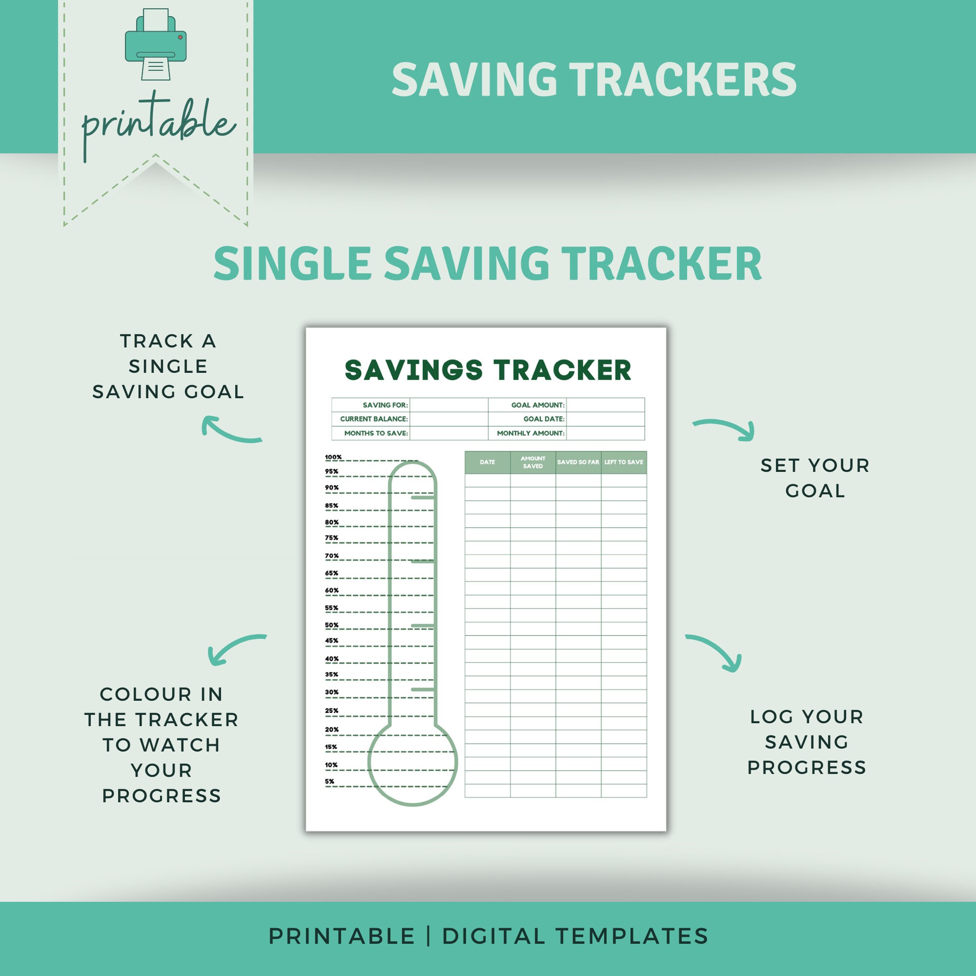 SAVINGS TRACKER Printable Saving Tracker Saving Challenge Digital