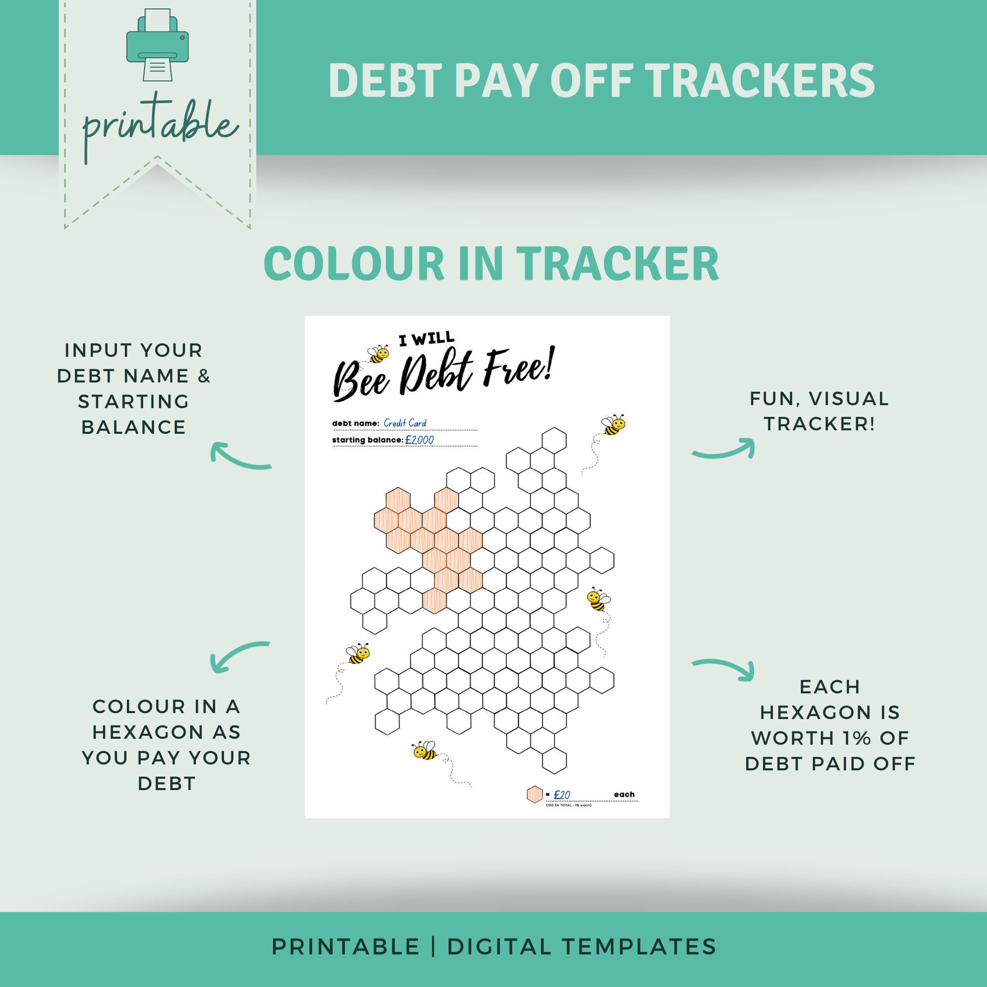 DEBT PAY OFF Tracker Printable Debt Pay off Trackers Bundle Debt ...