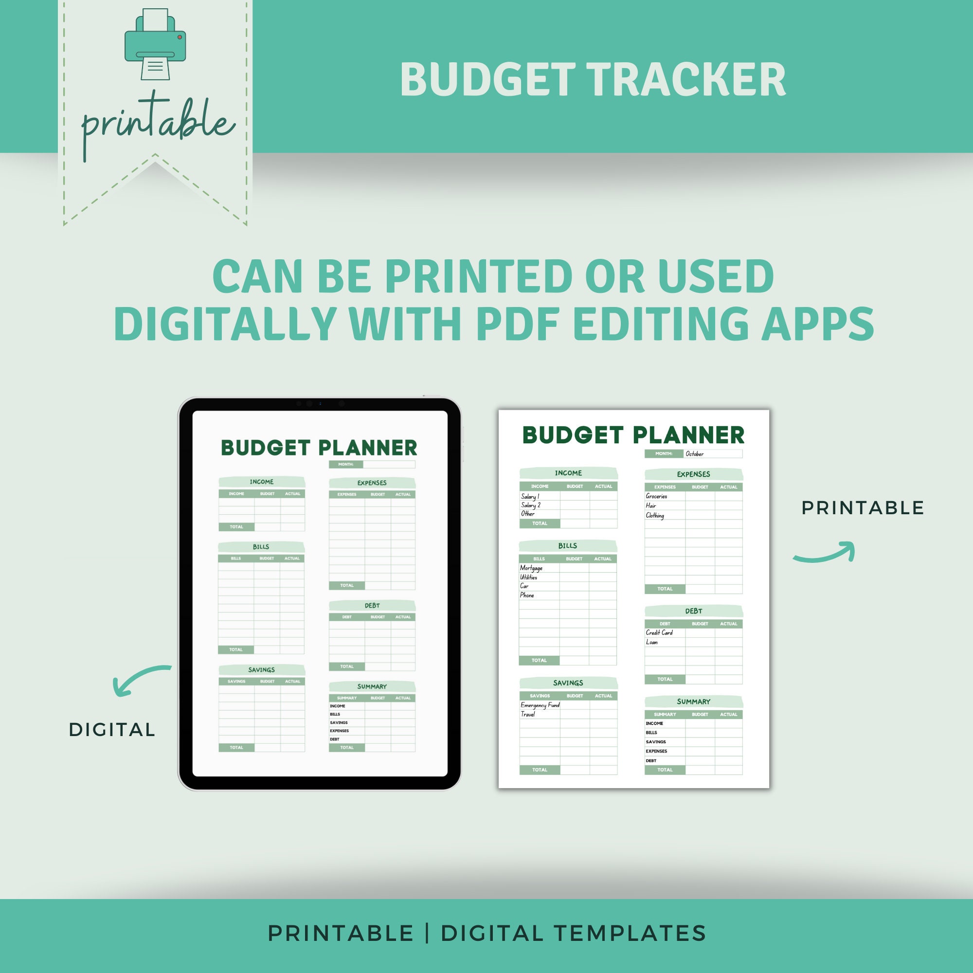 BUDGET PLANNER Printable Budget Tracker Budget Planner Printable ...