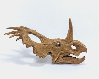 Styracosaurus Skull | Museum Quality Sculpture | Dinosaur Fossil | Handmade | 23CM