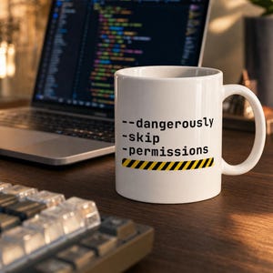 Tazza "Ignora pericolosamente i permessi" - Bandiera CLI di Claude Code, Tazza da caffè divertente per ingegneri del software, sviluppatori e programmatori, regalo perfetto.