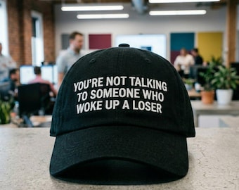 You're Not Talking To Someone Who Woke Up A Loser - Jensen Huang Hat | Motivational Embroidered Black Dad Cap | Entrepreneur Boss Gift