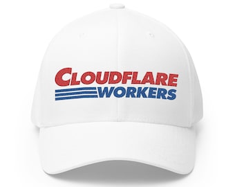Cloudflare Workers Embroidered Hat | White Structured Dad Cap | Costco Style Tech Merch | Developer Gift | Serverless Fan
