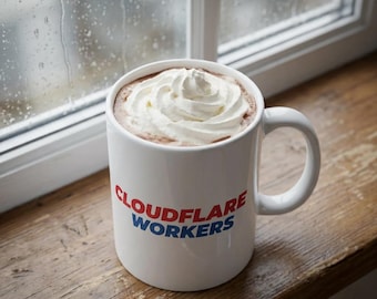Cloudflare Workers Coffee Mug | White Ceramic Dev Mug | Programmer Gift | Costco-Style Tech Merch