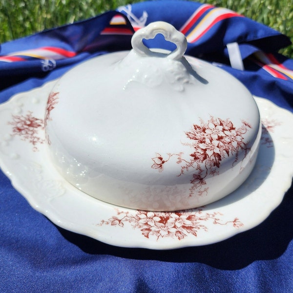 Antique East Liverpool Potteries Co Covered Butter Dish