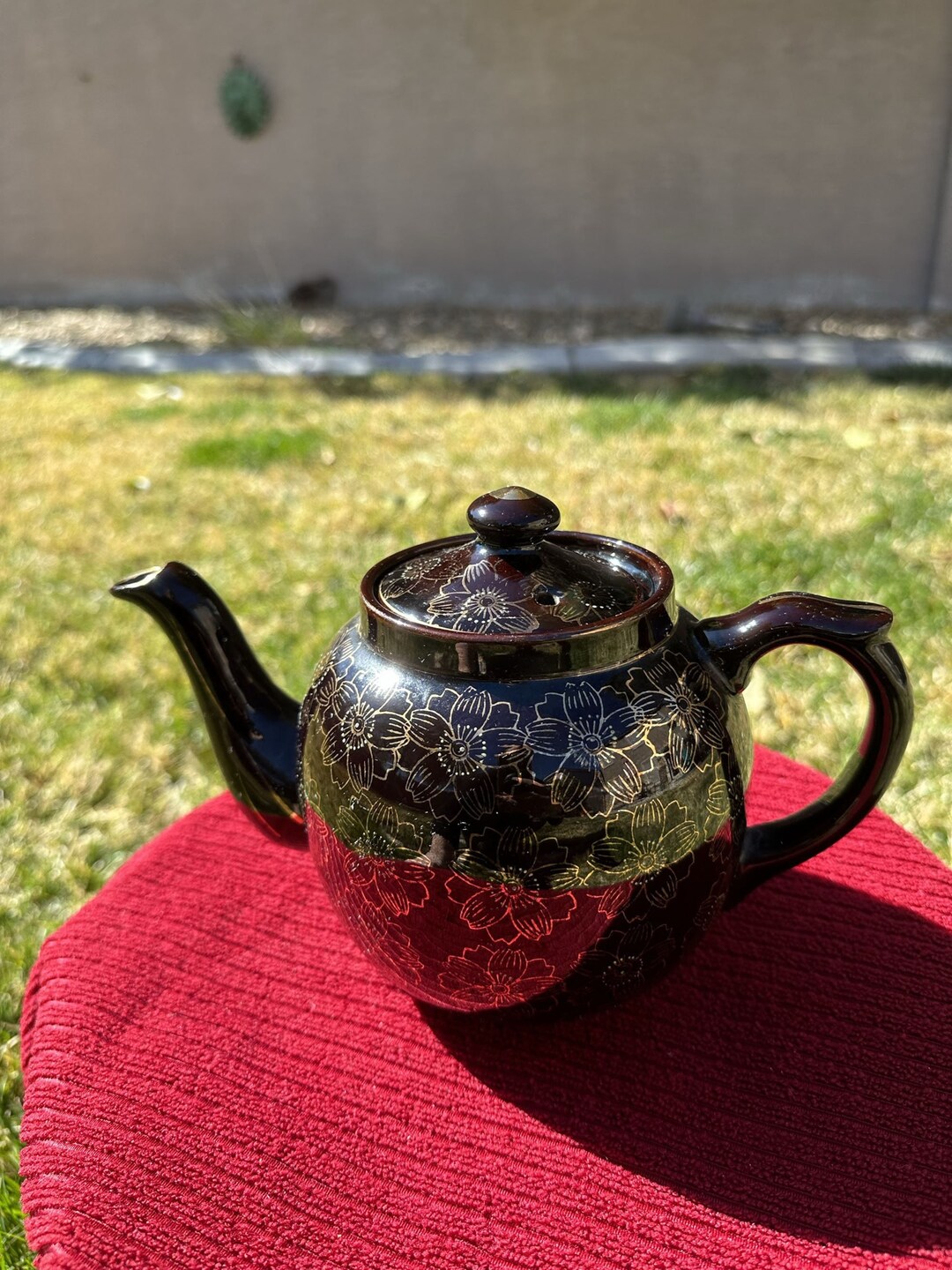 Japanese Moriage Redware Brown Teapot Etsy