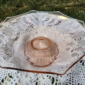 Vintage Pink Glass Serving Bowl