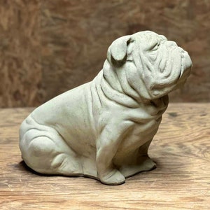 Concrete Bulldog Statue Massive Bulldog Figurine Handmade Dog Memorial