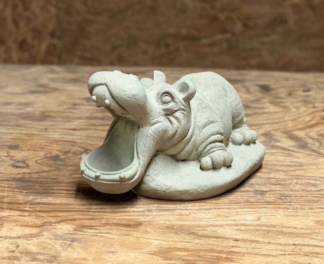 Happy Hippo Concrete Statue African Hippo Figurine Outdoor Etsy