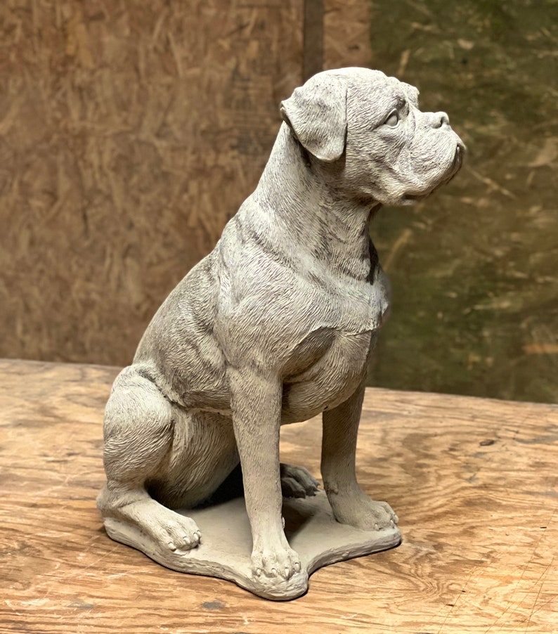 Boxer Dog Statue Sitting Boxer Outdoor Figure Realistic Boxer Etsy