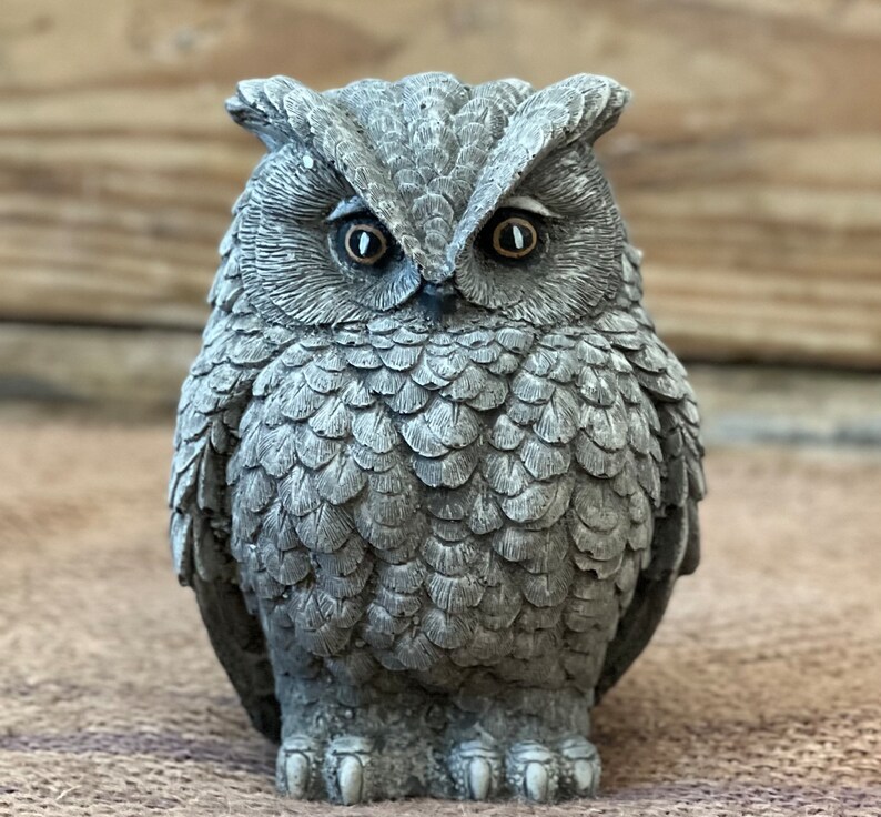 Small Owl Figure Owl Garden Statue Owl Gift Figurine Owl Decor Etsy