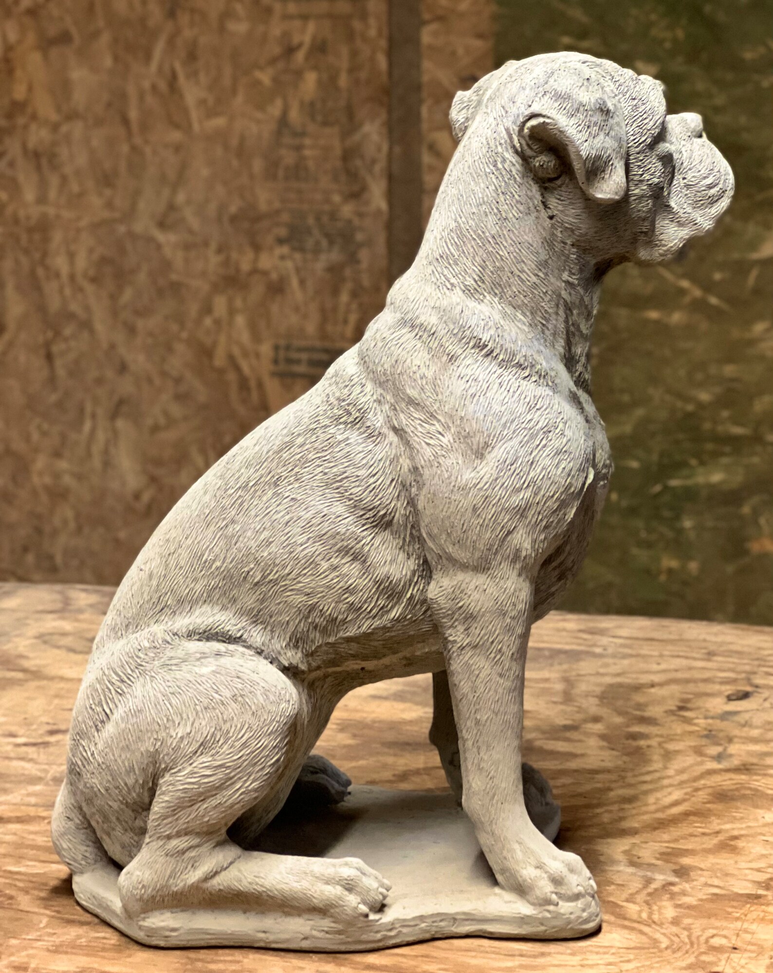 Boxer Dog Statue Sitting Boxer Outdoor Figure Realistic Boxer Etsy