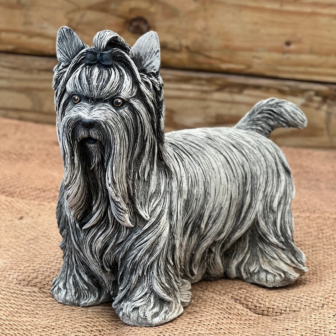 Yorkshire Terrier Statue Stone Yorkie Figure Concrete Yorkshire Pet