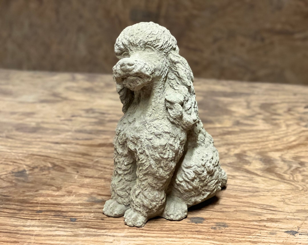 Sitting Concrete Poodle Statue Cute Poodle Puppy Figurine Pet Memorial