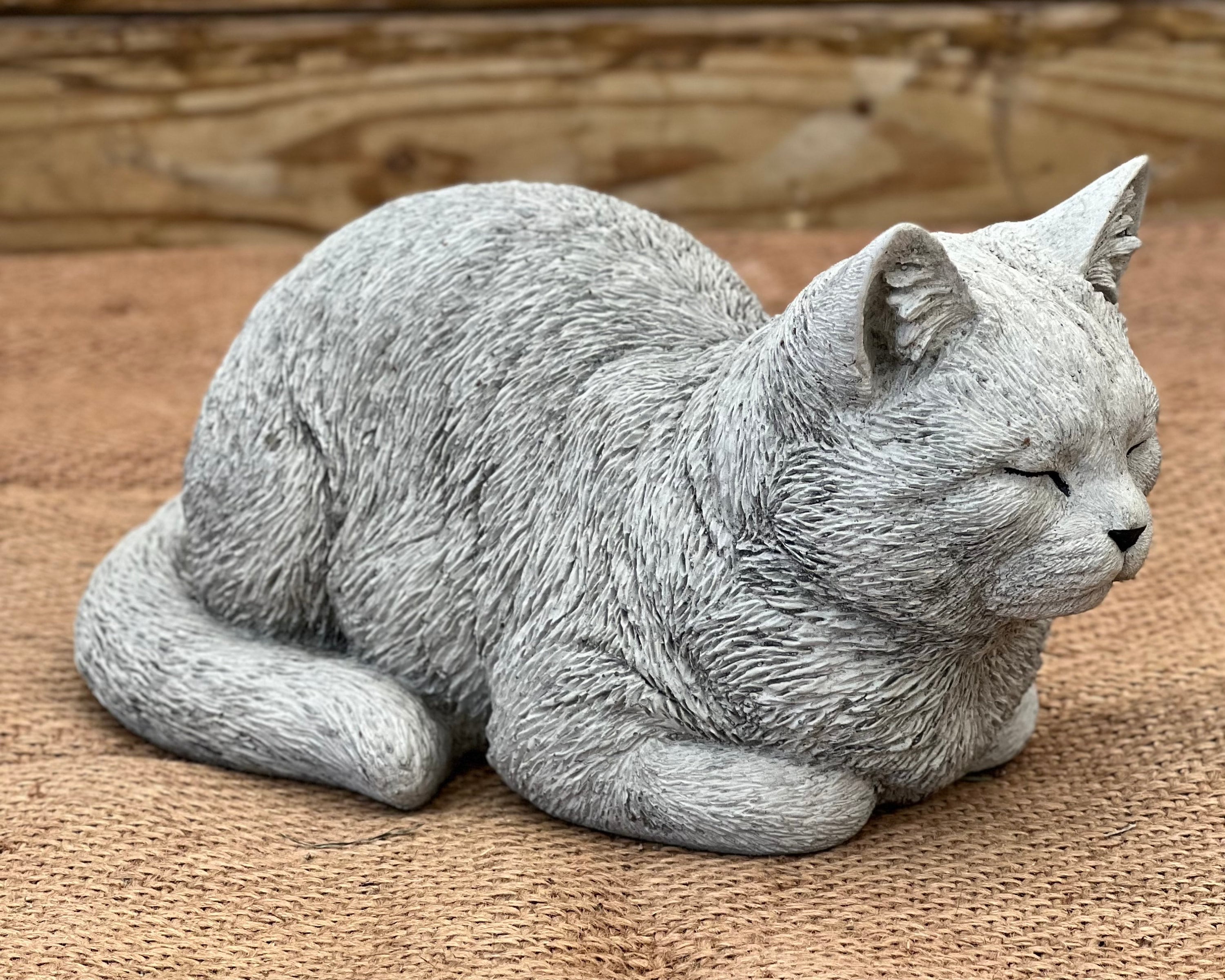 Sleeping Cat Figurine Cute Laying Kitty Resting Cat Statue Pet