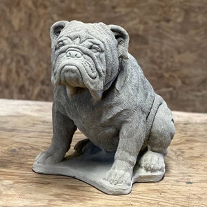 Large Sitting Bulldog Statue Concrete Massive Bulldog Figurine Pet Memorial