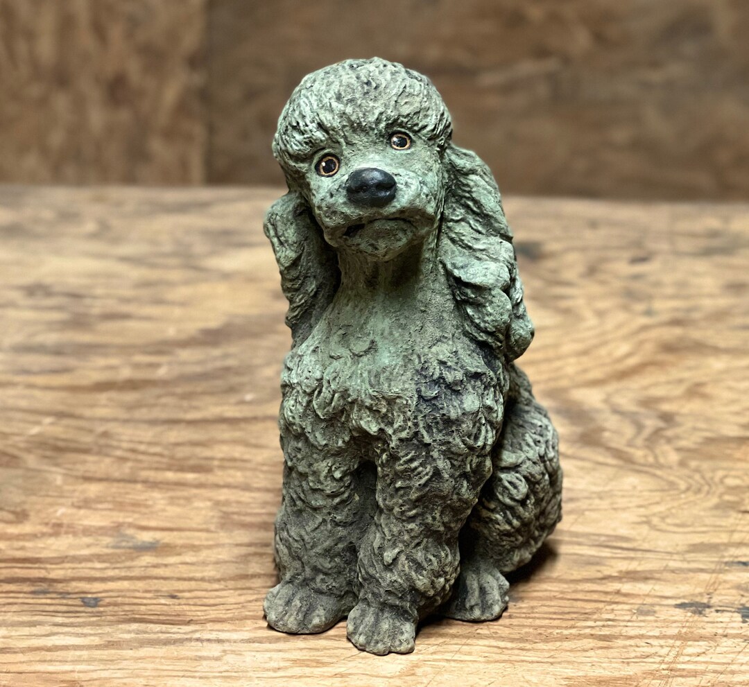 Cute Concrete Poodle Statue Cute Poodle Puppy Figurine Pet Memorial