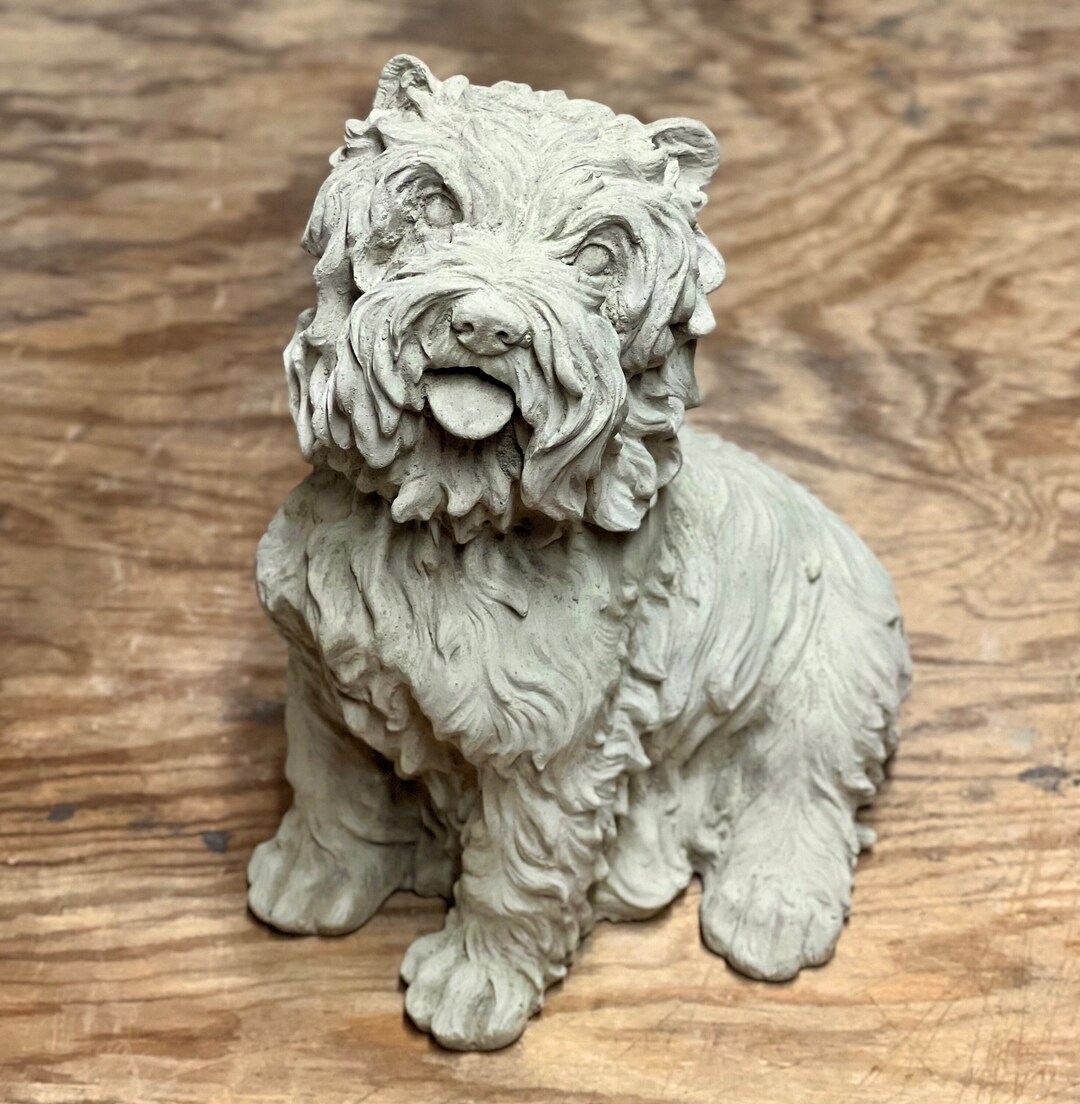 Concrete Sitting Maltese Statue Realistic Maltese Dog Memorial Etsy