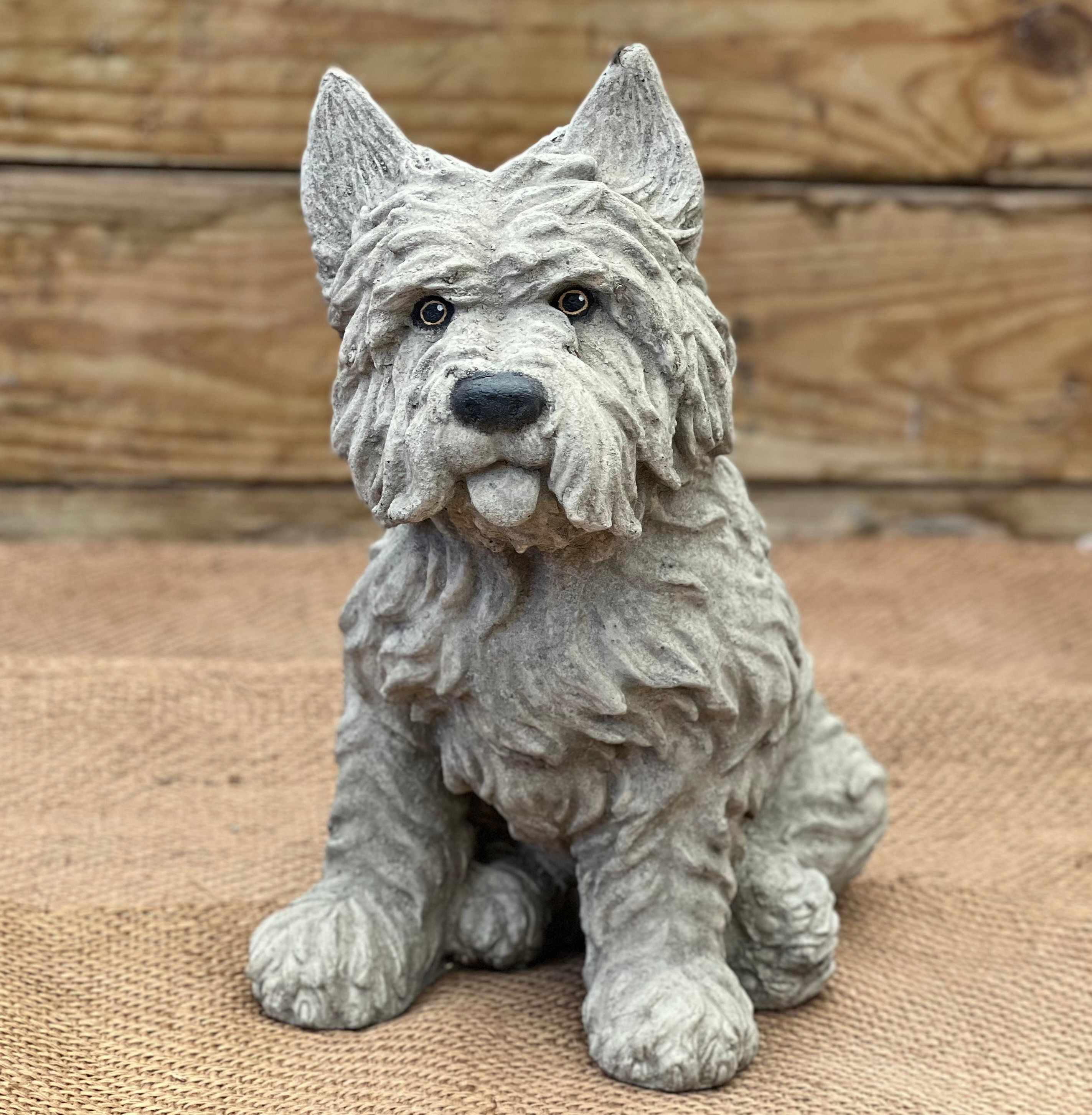 Westie terrier dog statue Cute highland terrier sculpture Cement westie