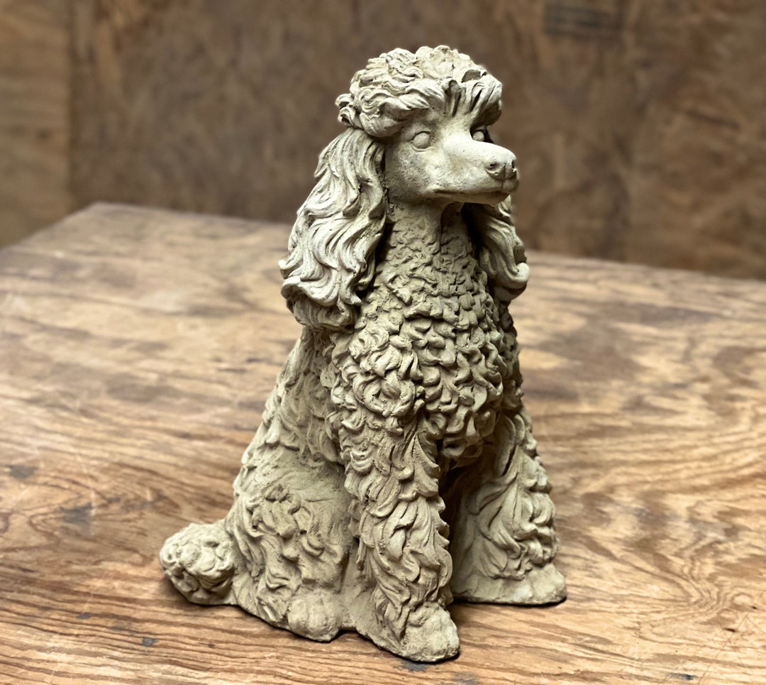 Sitting Poodle Dog Statue Concrete Poodle Figure Massive Poodle Puppy