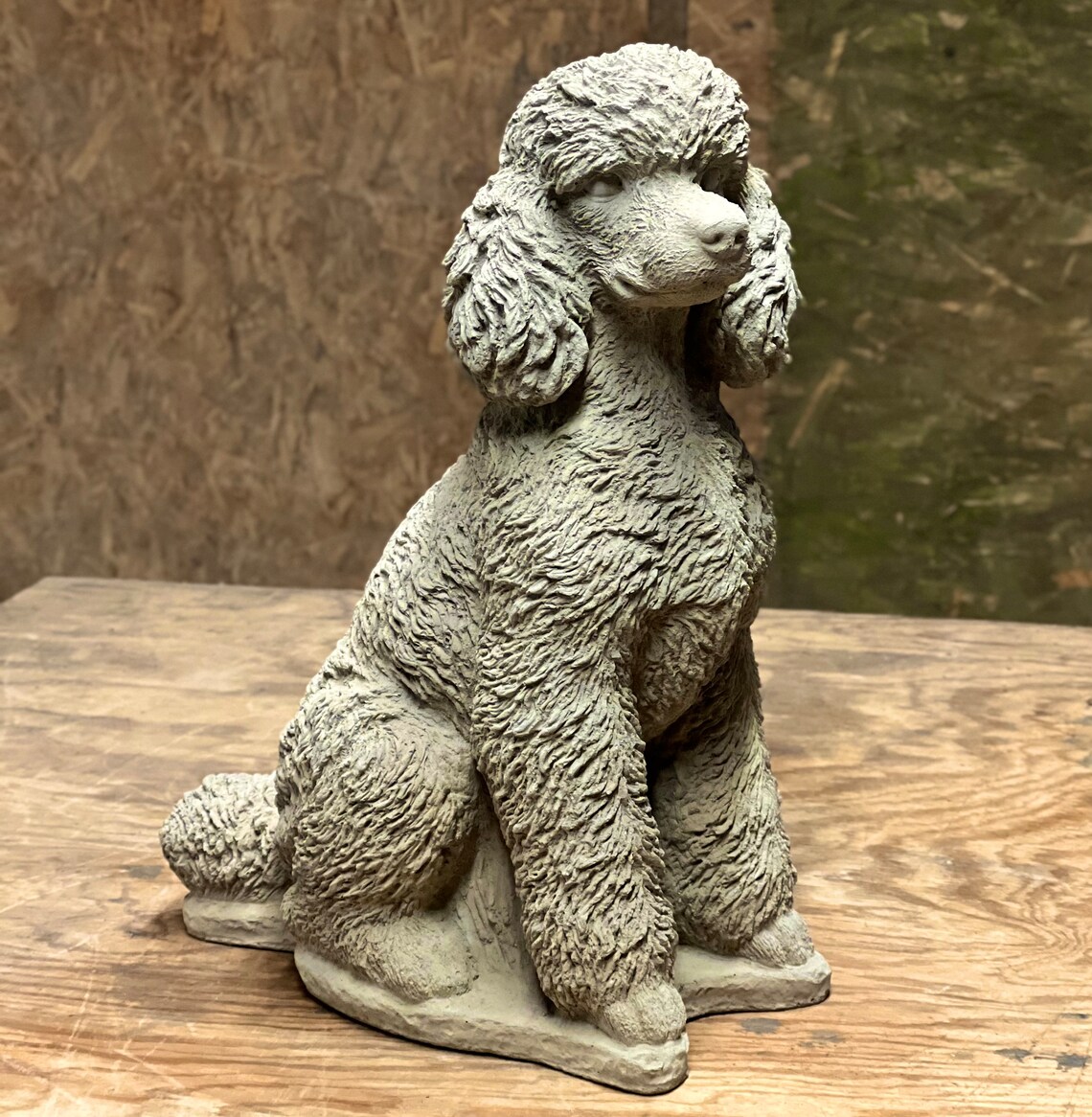 Concrete Poodle Dog Figure Realistic Poodle Statue Sitting Etsy