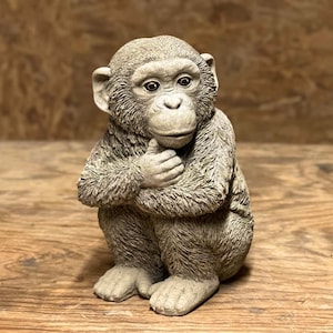Small Gorilla Sitting Statue Figurine 9 in.X 7 in.Jungle Animal Home Decor  Resin