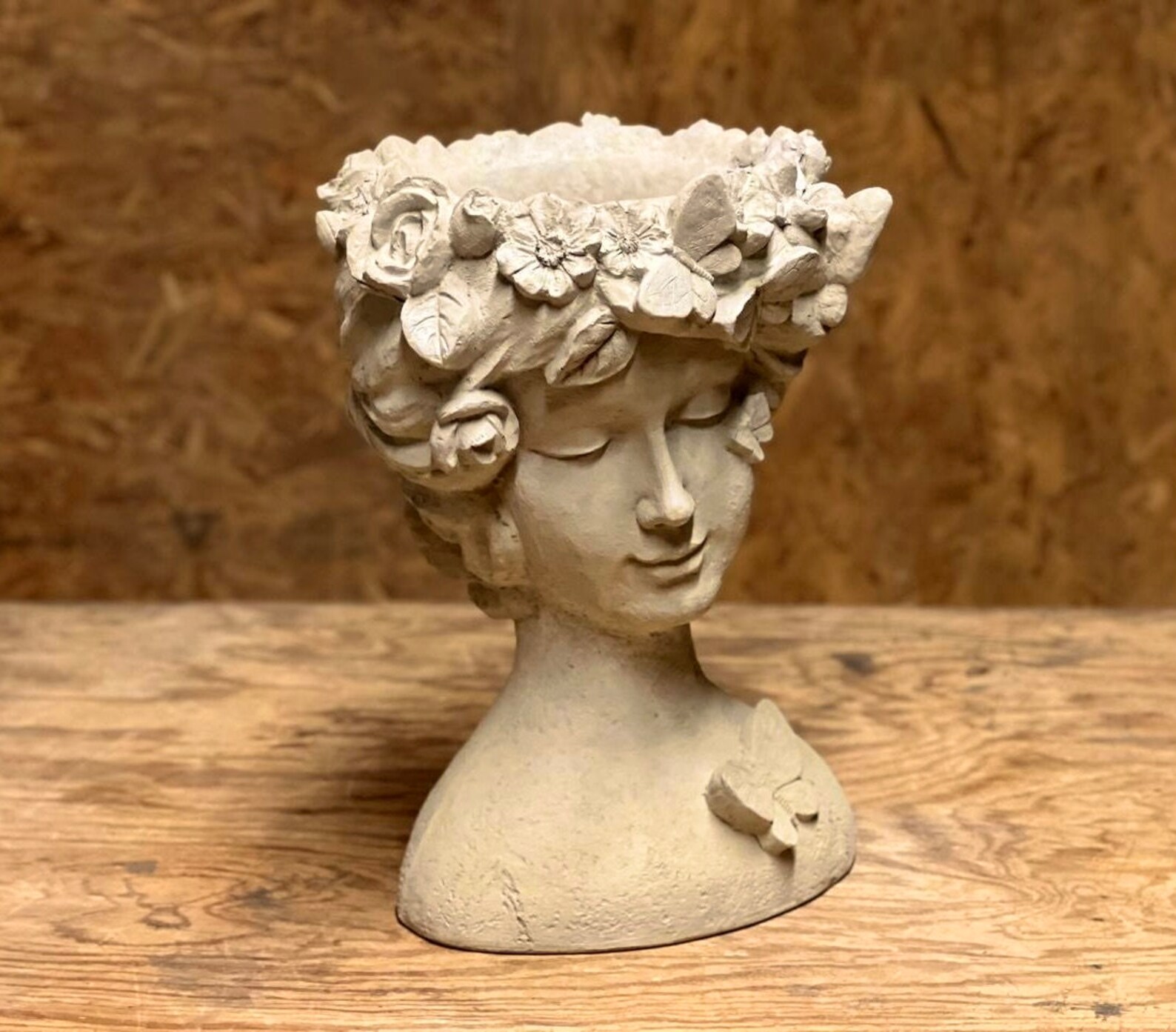 Female Head Flowers Pot Concrete Girl Decorated Pot Figurine Etsy