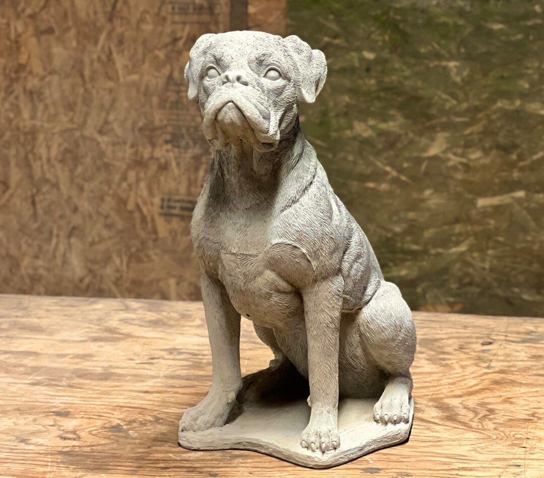 Boxer Dog Statue Sitting Boxer Outdoor Figure Realistic Boxer Etsy