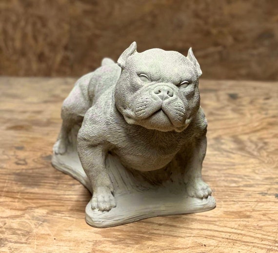 Concrete American Bully Dog Figure Standing Bulldog Statue