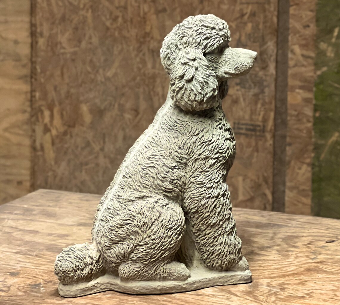 Concrete Poodle Dog Figure Realistic Poodle Statue Sitting Etsy