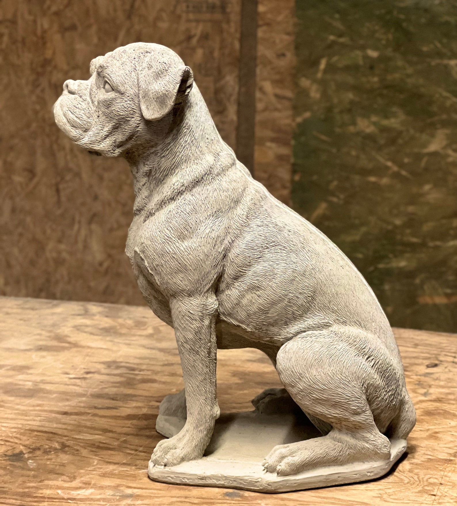 Boxer Dog Statue Sitting Boxer Outdoor Figure Realistic Boxer Etsy