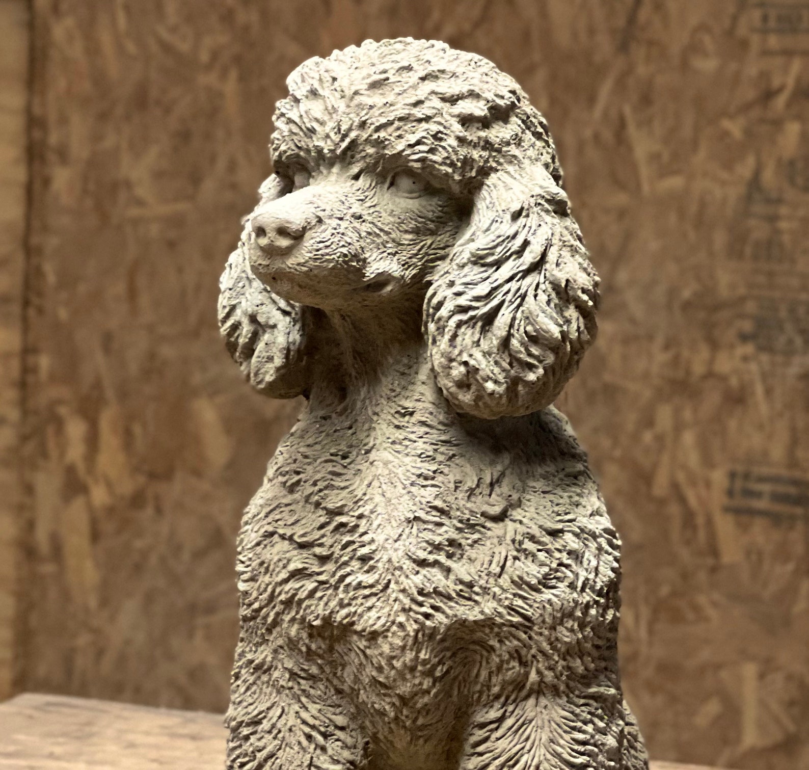 Concrete Poodle Dog Figure Realistic Poodle Statue Sitting Etsy