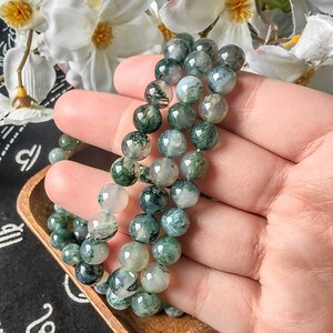 Moss Agate-Alta Calidad- Pulsera de 8mm