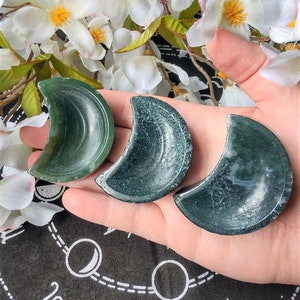 Small Moss Agate Moon Bowls