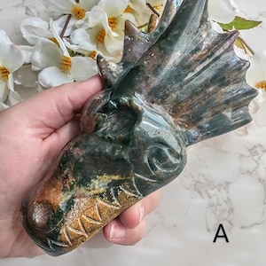 Jasper Dragon Head Carving A