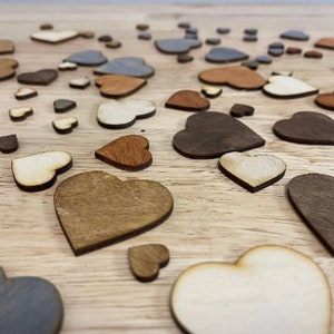 100 Pcs. Rustic Wood Heart Confetti | Scatter Hearts | Rustic Hearts