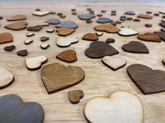 100 Pcs Rustic Wood Heart Confetti Scatter Hearts Rustic Hearts