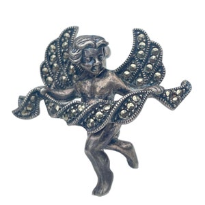 Vintage Judith Jack Sterling Silver Marcasite Brooch