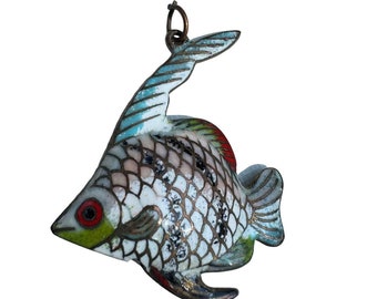 Vintage Cloisonne Enamel Fish Pendant