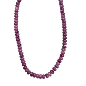 Rubellite Tourmaline Bead Necklace - Sterling Silver Clasp