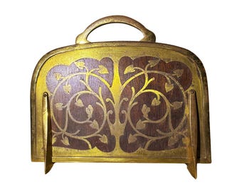 Art Nouveau Antik Mässing Bokstavhållare i Rosenträ och Mässing Art Deco Vintage
