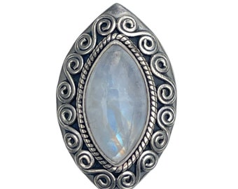 Vintage Doug Paulus signierter Mondstein Ring - Sterling Silber Größe 6,5