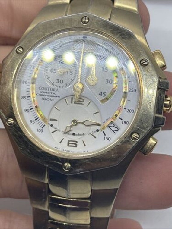 琥太朗 Seiko Coutura Kinetic Chronograph 7L22-0AL0 Gold Tone Rare