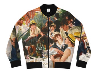 Luncheon of the Boating Party Renoir Women's Bomber Jacket Varsity Jacket All Over PrintFine Art Aesthetic, Windbreaker Jacket, Gift for Her