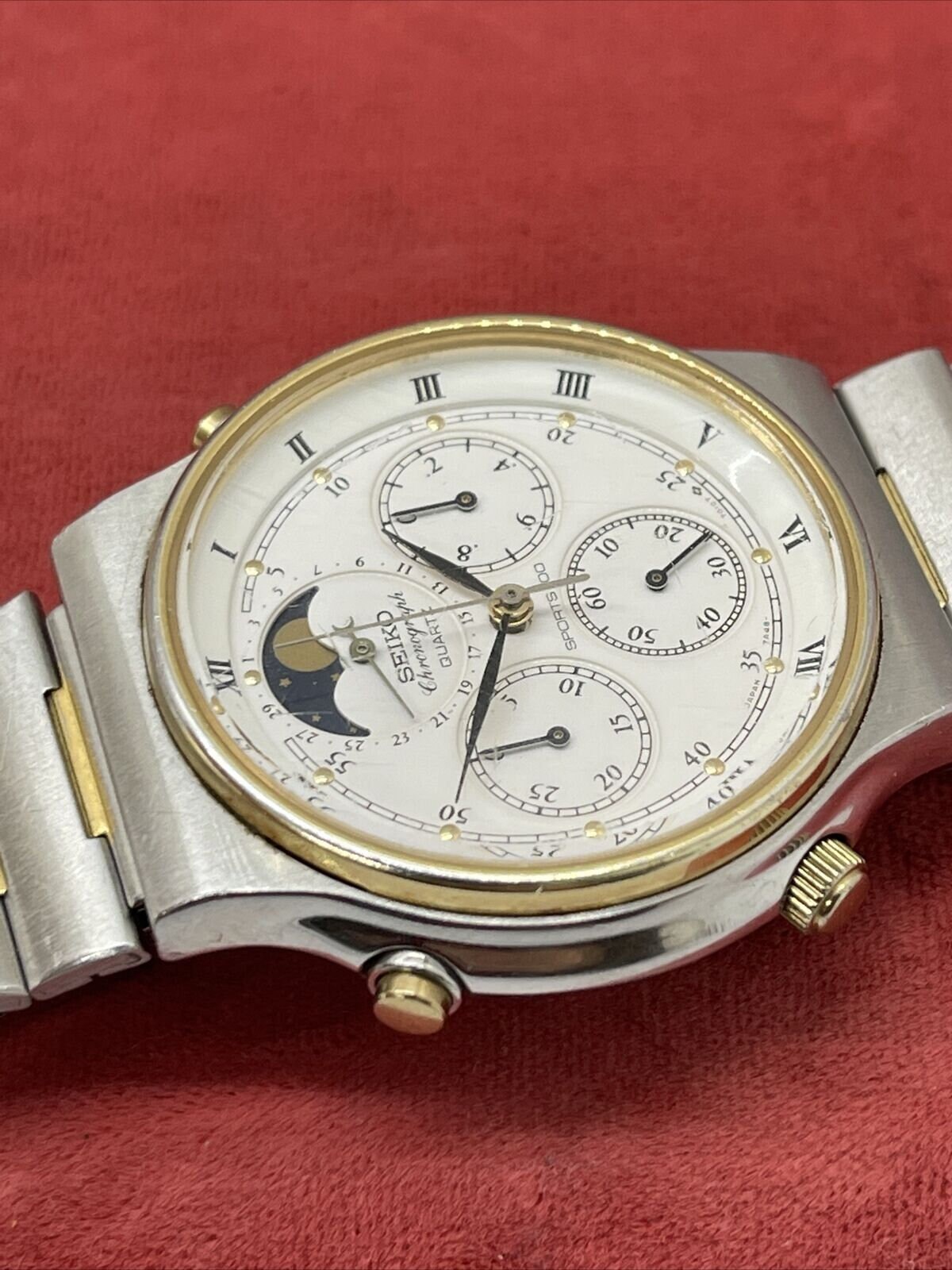 Vintage 1980s Seiko 7A48-7000 Watch Sports 100 Moonphase Vintage 1980s Seiko 7A48-7000 Watch Sports 100 Moonphase